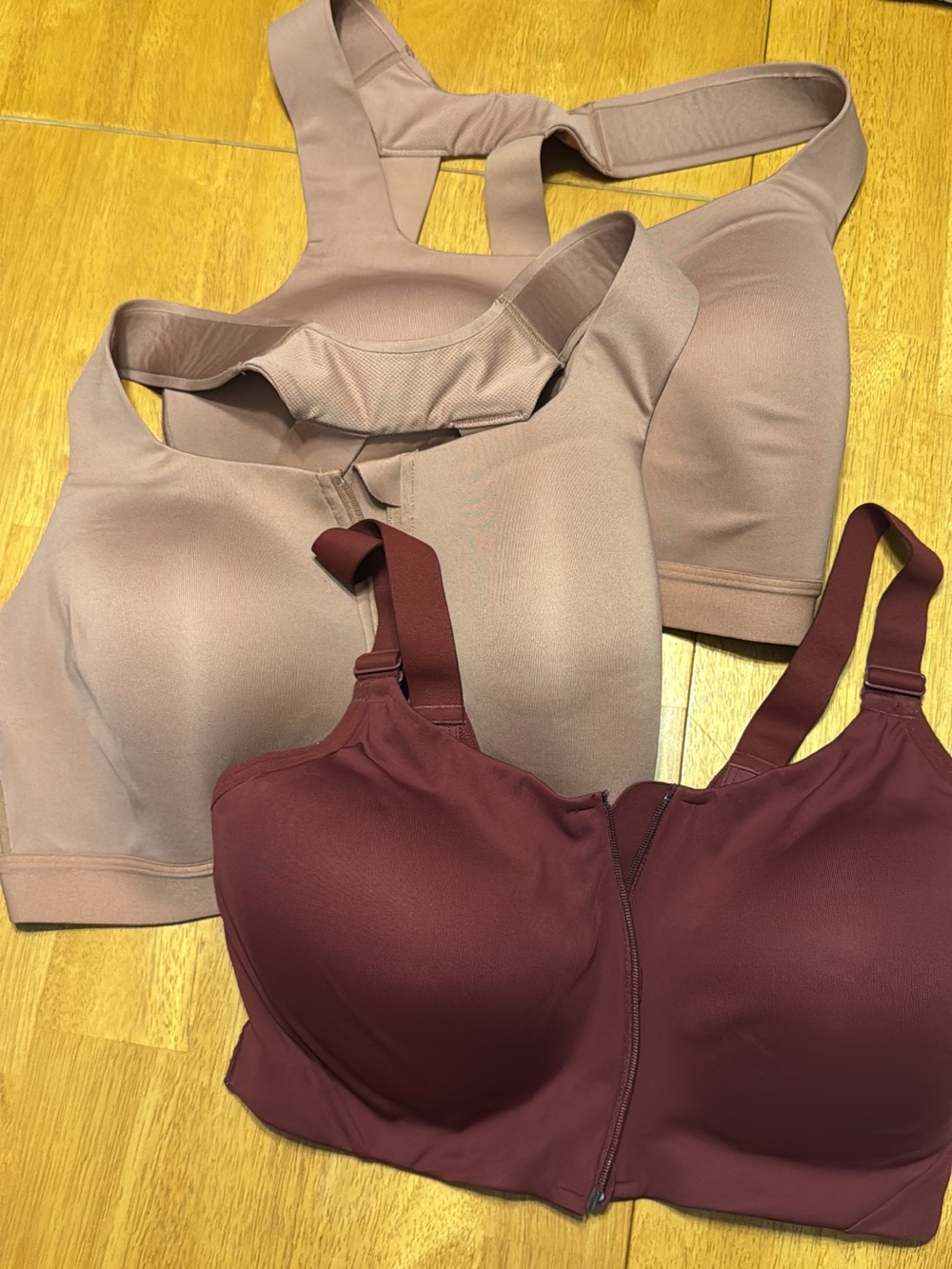 all in motion High Impact Front-Zip Sports Bra Pack in Mauve & Taupe